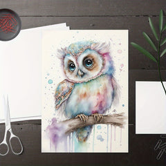 Modern Watercolor Art Baby Owl Wall Sticker Kids Room Decor