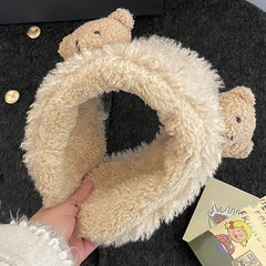 Women's Plush Bear Earmuffs Cozy Fabric Stretch Fit Warm Ear Protection