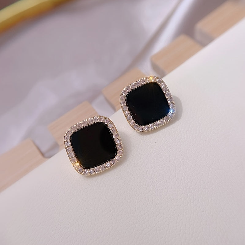 Rhinestone Square Stud Earrings