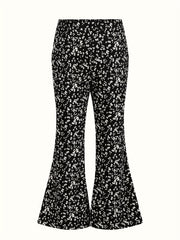  Boho Pants Women's Plus Ditsy Print Wide Leg Medium Stretch
