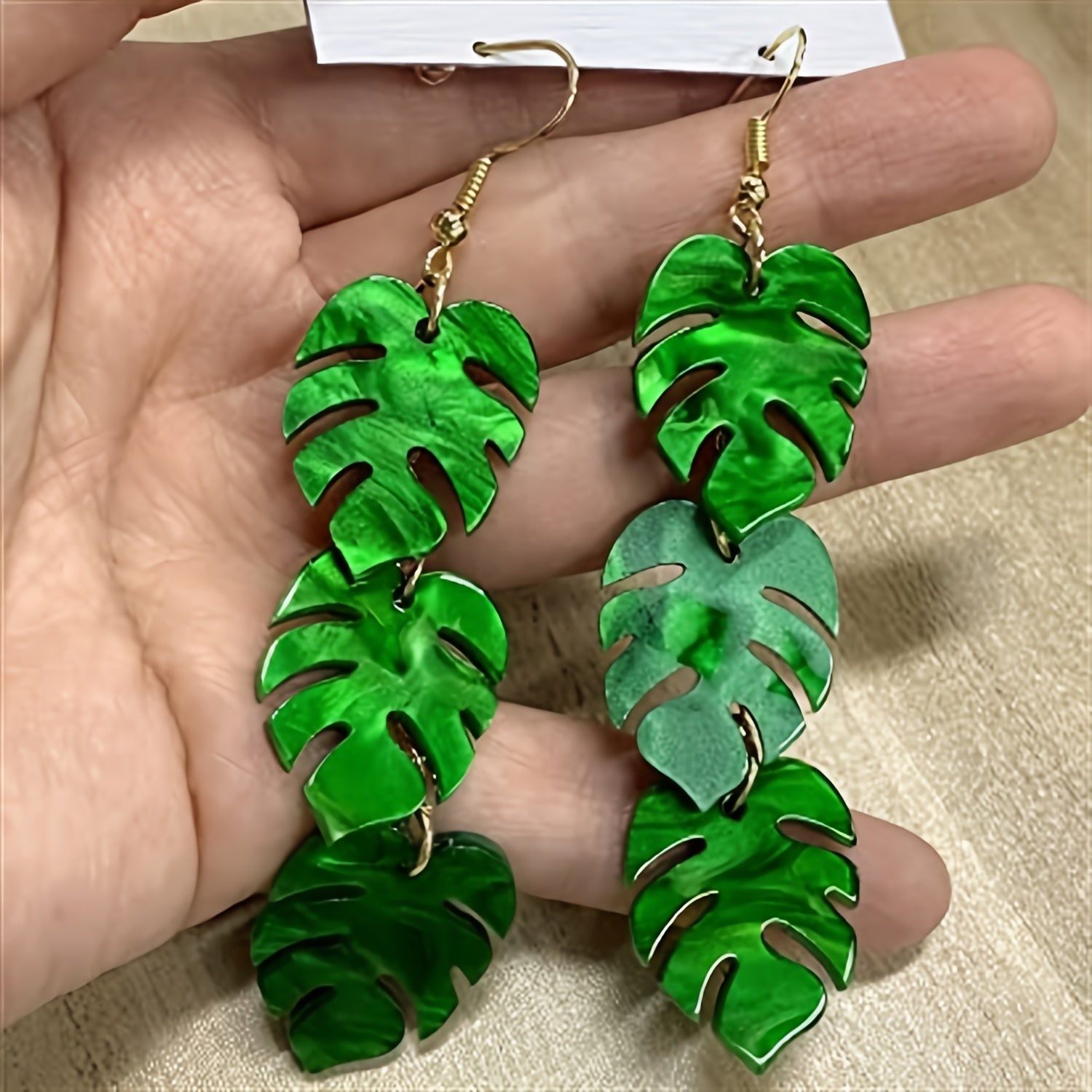 Tropical Green Plant Charms Earrings - Nature Lover Gift