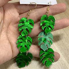 Tropical Green Plant Charms Earrings - Nature Lover Gift
