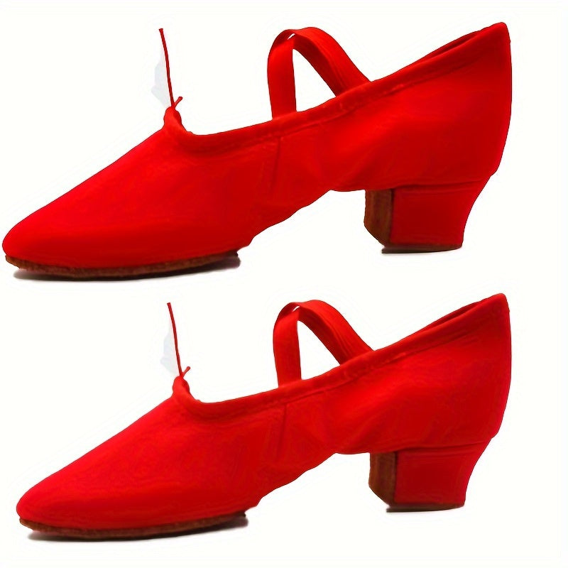 Women's Soft Sole Breathable Ballet Dance Shoes Low Heel Slip on Athletic Shoes
