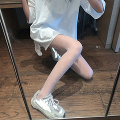 Bow Pattern Tights High Waist Semi Sheer Footed Pantyhose