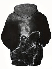 Men's Wolf Graphic Print Hoodie Pullover for Autumn Winter