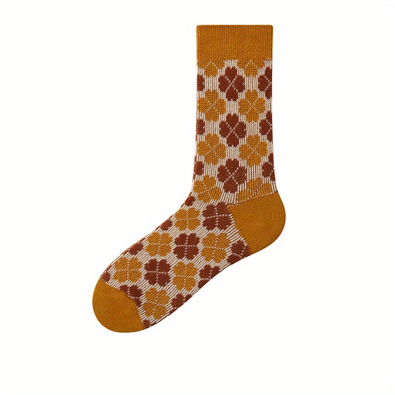 Flower Pattern Socks College Style All match Comfy Socks Women's