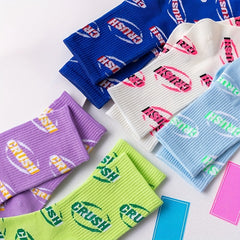 4 Pairs Letter Print Socks Crew Sports Stocking