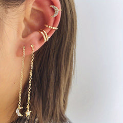 4 Pcs Chain Faux Diamond Butterfly Ear Studs