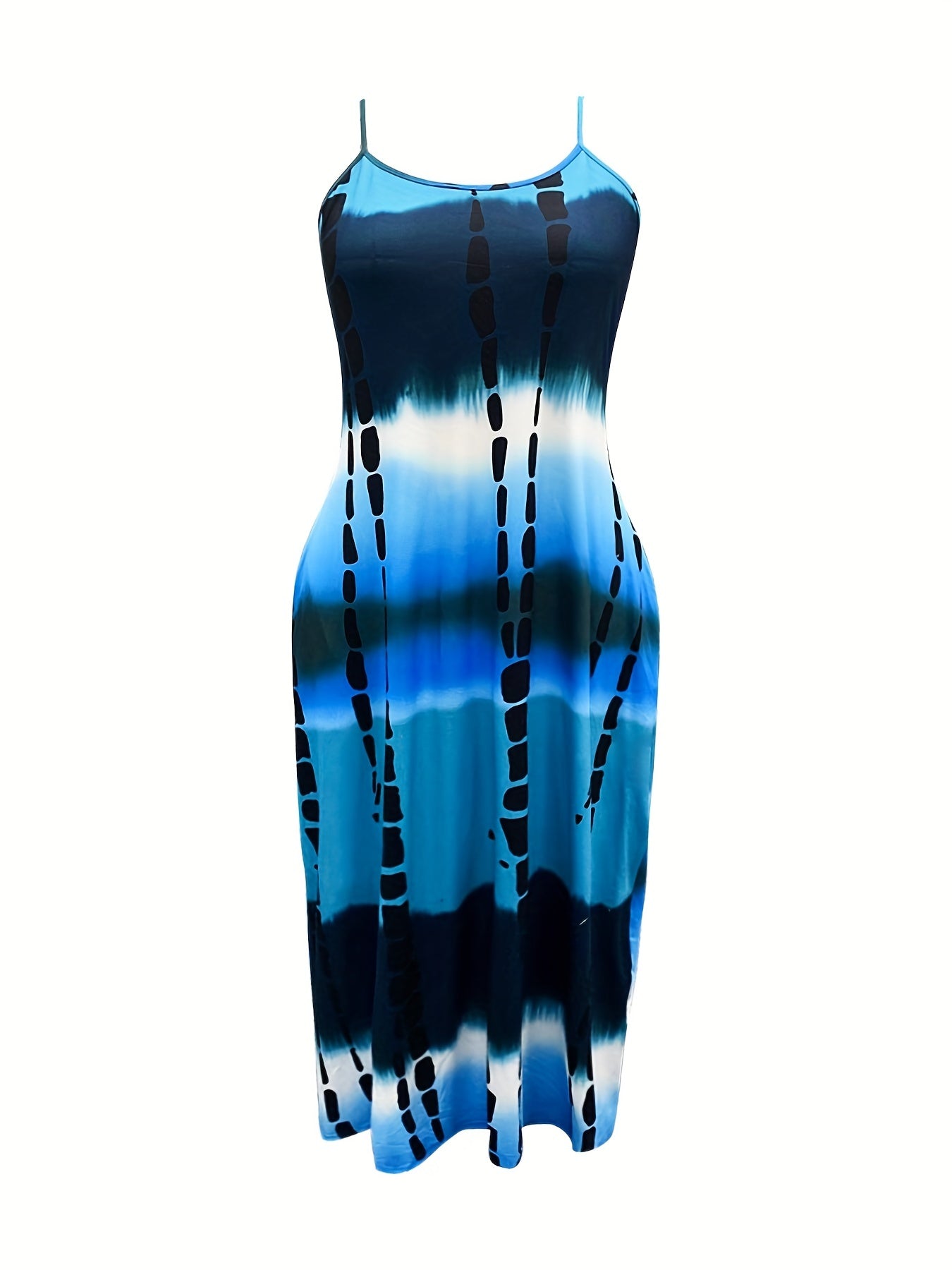 Women's Plus Tie Dye Round Neck Maxi Cami Dress