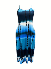 Women's Plus Tie Dye Round Neck Maxi Cami Dress