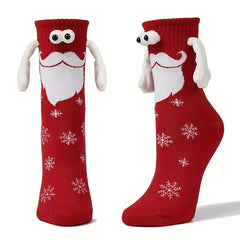Christmas Doll Hand in hand Mid calf Socks For Couples