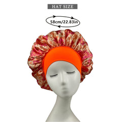 Milk Silk Wide Brim Bonnet Daisy Printed Satin Ladies Hair Cap