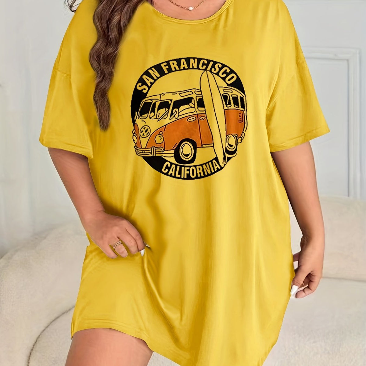 Retro Nightdress Plus Size Women's Sleep Dress