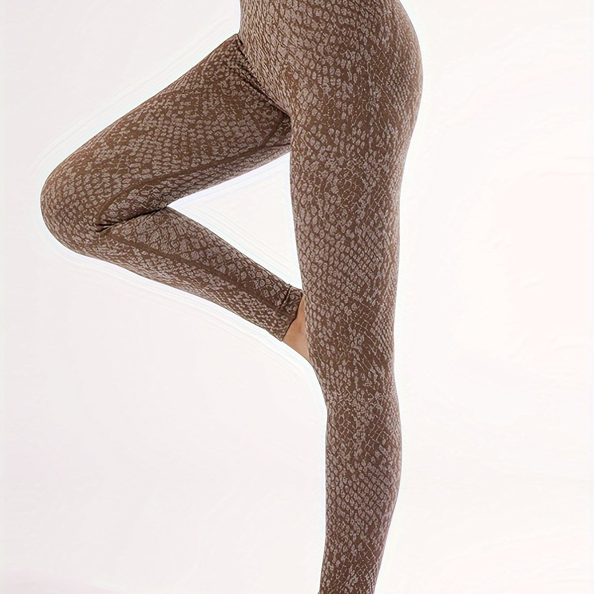 Snakeskin Print Sports Leggings High Waist Workout Tight Pants