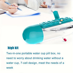Aeyeele 20oz Water Bottle with Pill Box for Medicine Vitamins Tea Candies