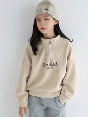 Print Half Zip Pullover Long Sleeve Jacket for Kids
