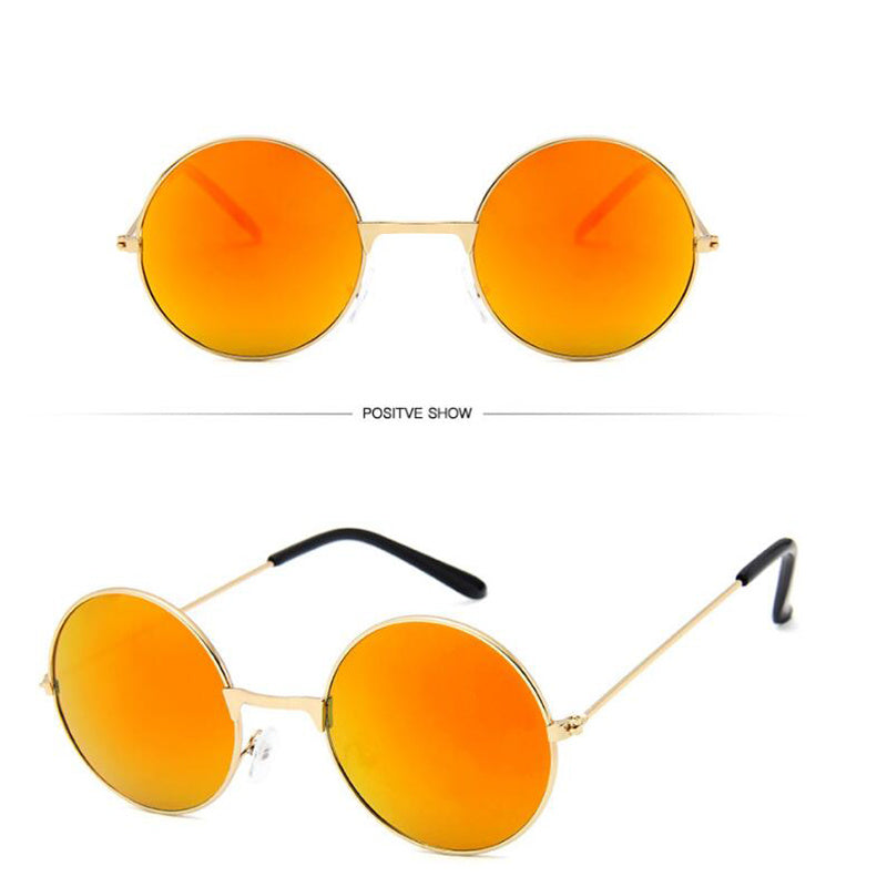 Retro Round Frame Sunglasses Colorful Reflective Glasses