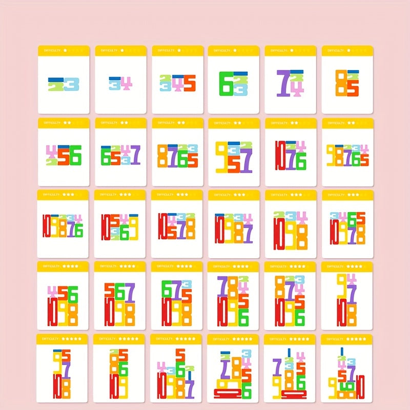 Wooden Number Building Blocks Stack High Math Puzzle Toy