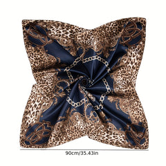 Leopard Chain Print Bandana Classic Satin Square Scarf