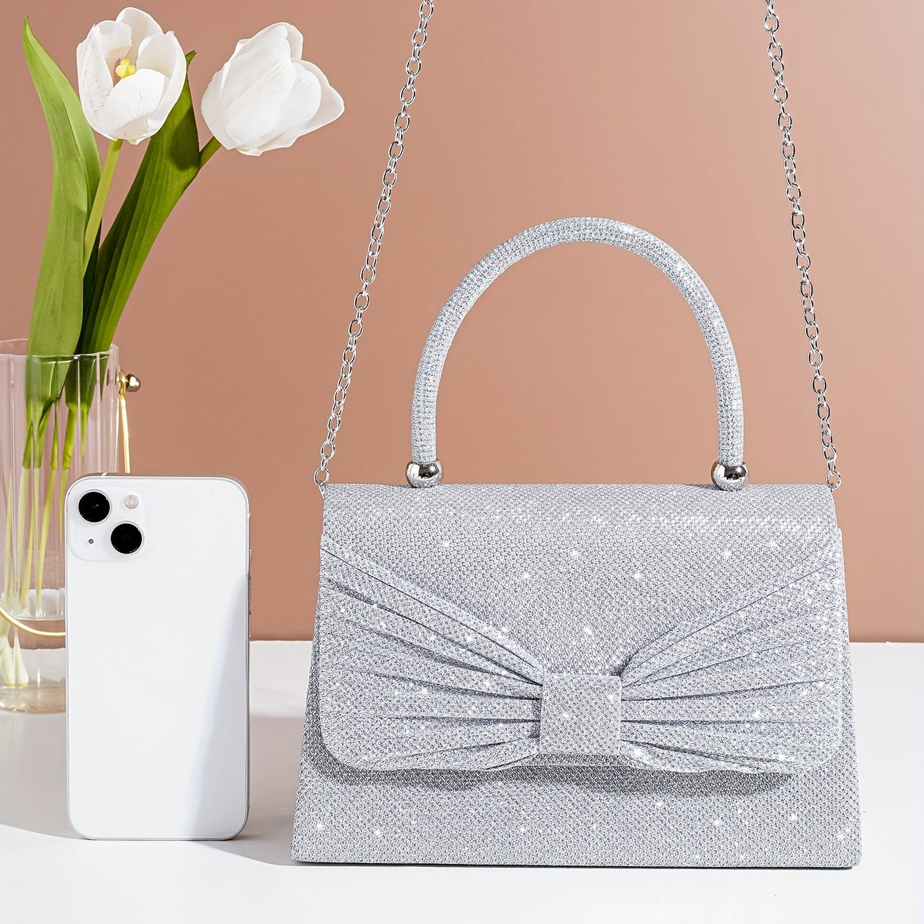 Glitter Evening Satchel Bag Sequins Decor Banquet Bag