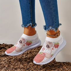 Cartoon Mouse Mesh Slip-On Walking Shoes Lightweight Outdoor Sneakers