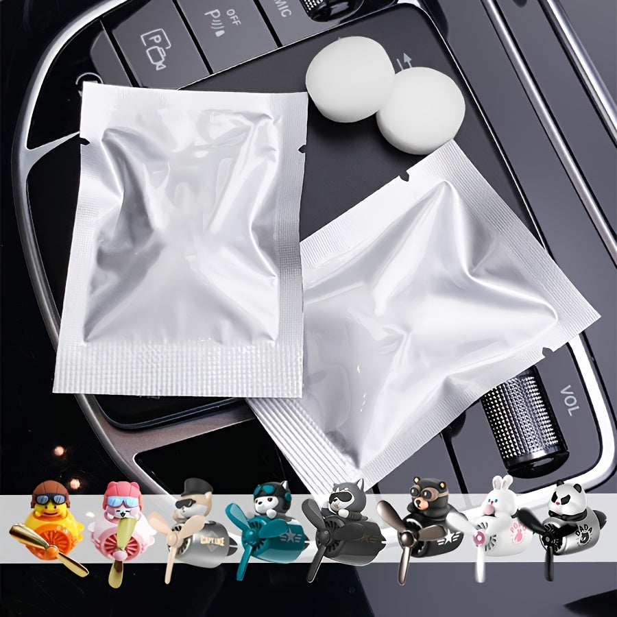 6pcs Bear Pilot Car Air Freshener Vent Clip Replacement Scent Tablets