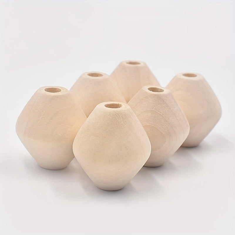 5pcs Large Hole Rhombus Wooden Beads Tassel Bag Accessories