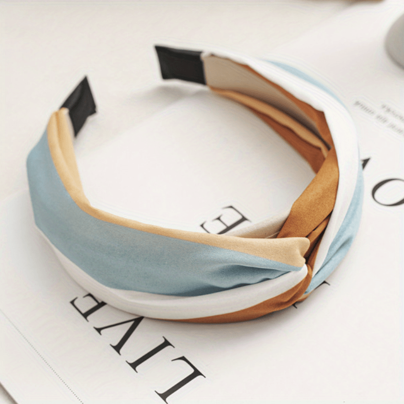 Block Fabric Knotted Hairband Retro Headband Hair Accessories