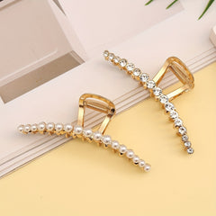 Rhinestone Pearl Hair Claw Jewelry Accessories Women