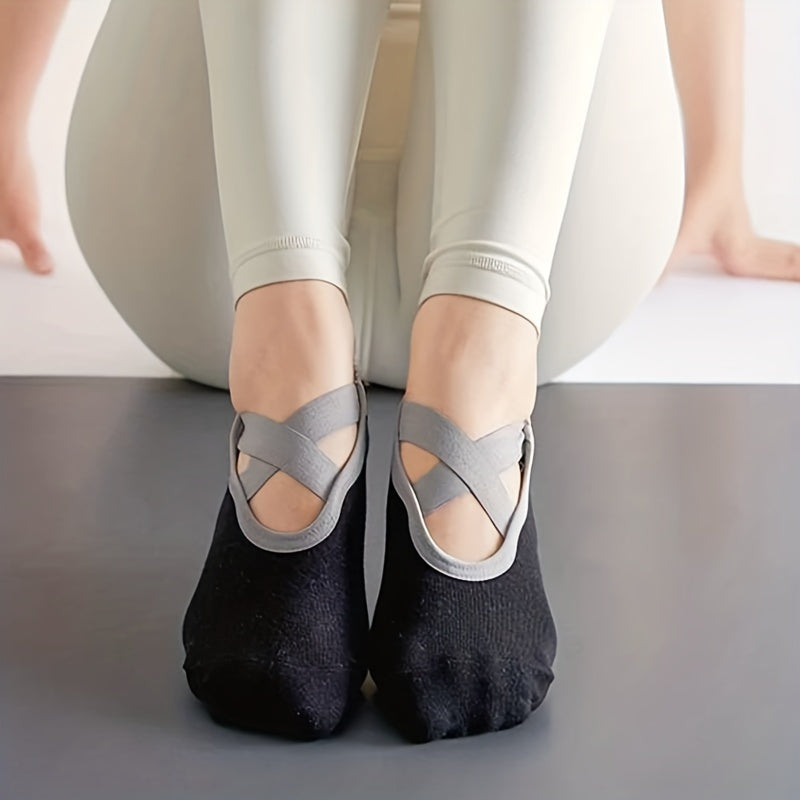 Criss Cross Yoga Socks Breathable Non slip Ankle Stockings