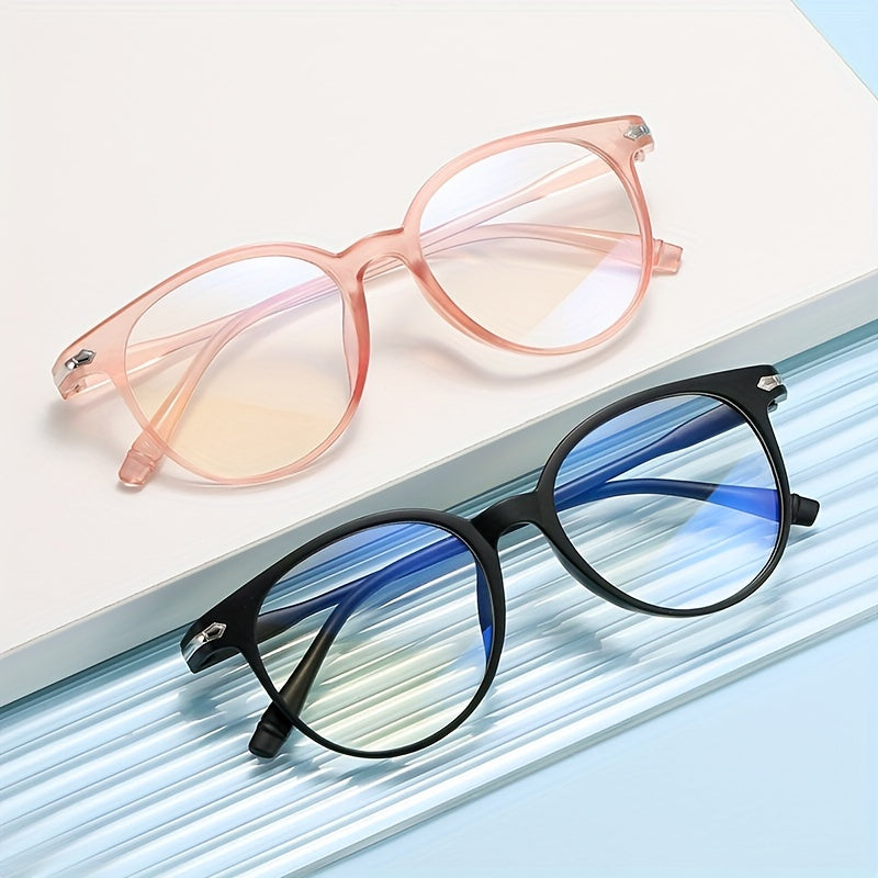 Light Blocking Glasses Jelly Round Frame Clear Lens Computer Glasses