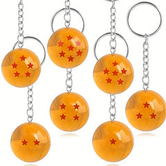 1pc Anime Cartoon Ball Keychain Yellow Crystal Balls Pendant 7 Stars PVC Toy