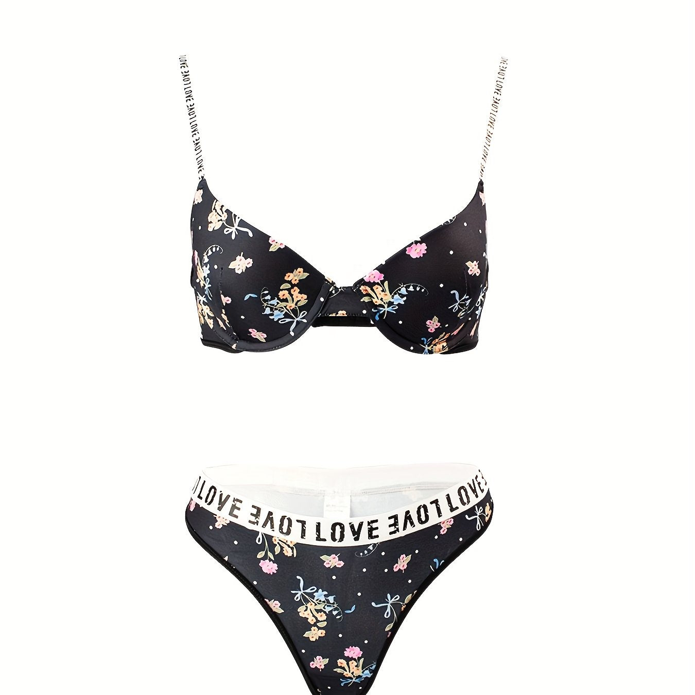 Floral Print Push Up Bra & Panties Set