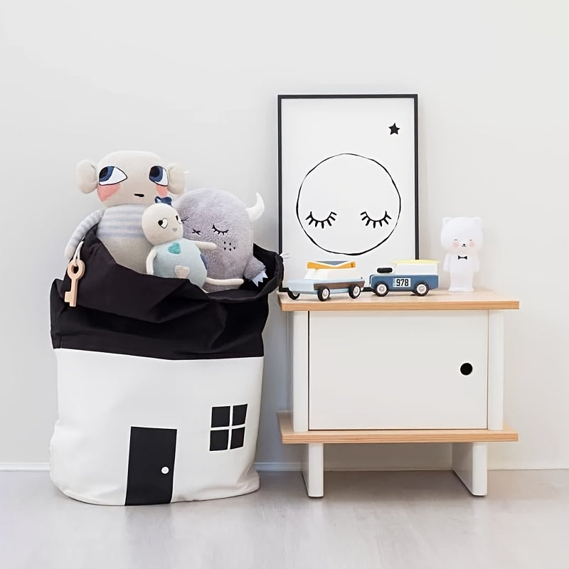 Nordic Style House Shaped Storage Bag Durable Polyester Fabric with Hanging Loop