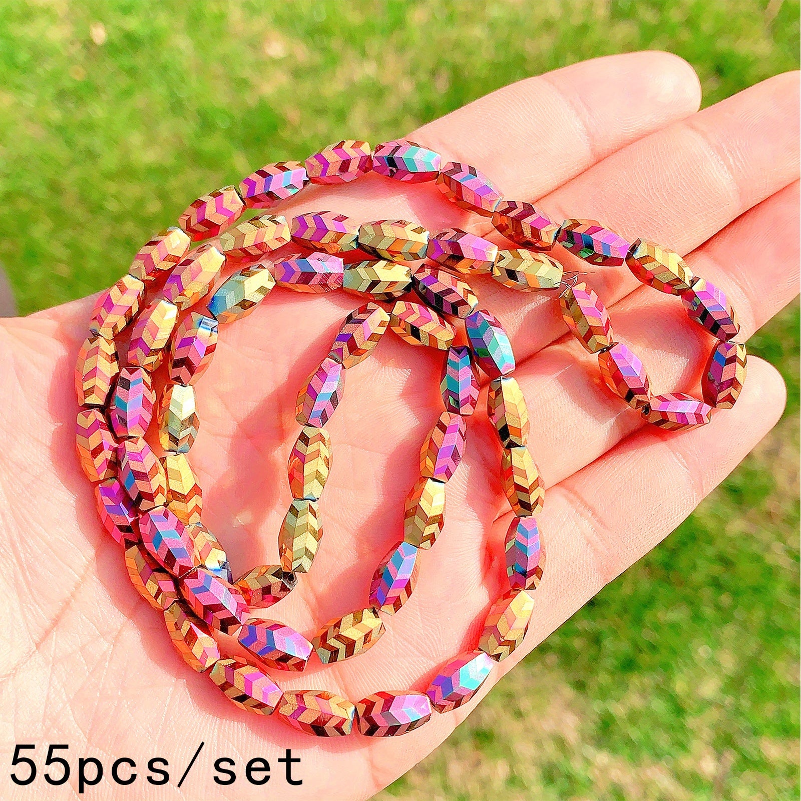 55pcs AB Plated Crystal Beads Frosted Glass Spacer Beads for DIY Bracelet