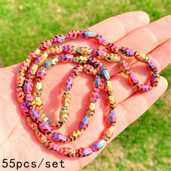 55pcs AB Plated Crystal Beads Frosted Glass Spacer Beads for DIY Bracelet