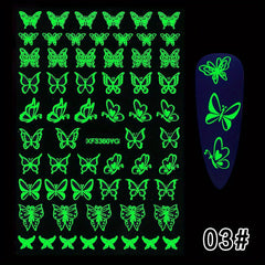 Glow in the Dark 3D Nail Decals DIY Nail Art Stickers for Girls