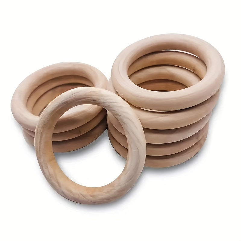 10Pcs Natural Wooden Rings for Jewelry Making DIY Accessory