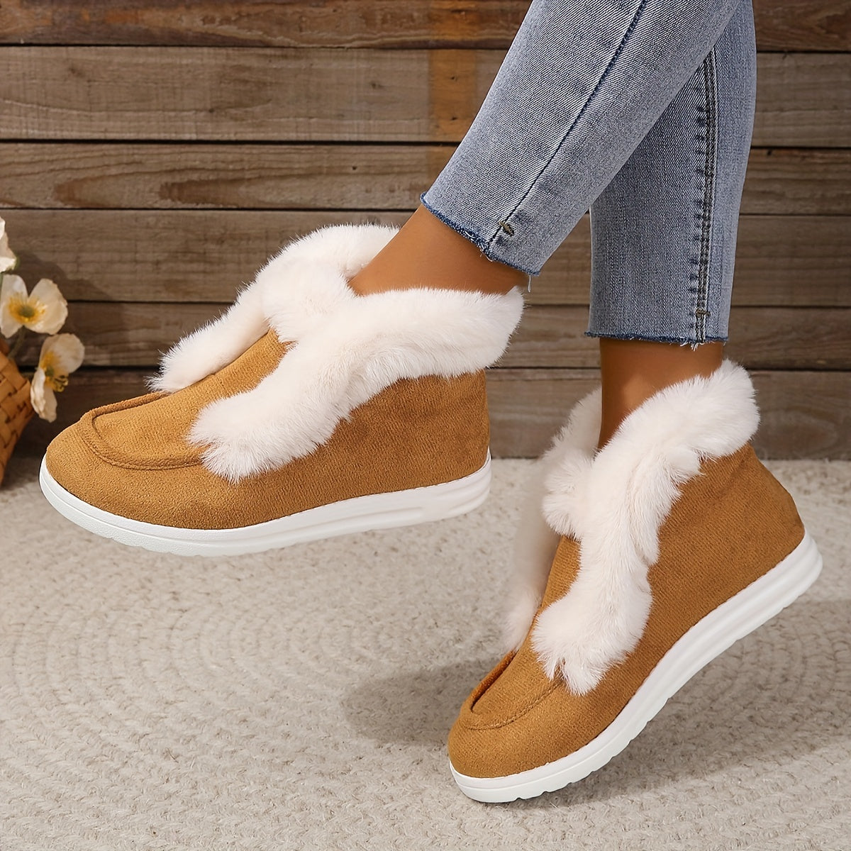 Plush Thermal High Top Slip On Ankle Boots Winter Snow Boots