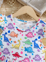 Dinosaur Print Ruffle Casual Dress for Girls