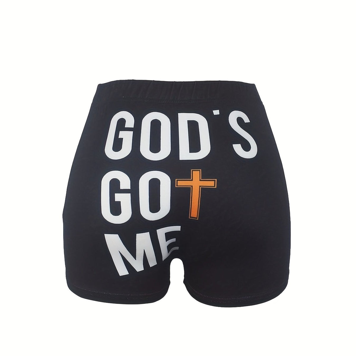 Colorblock Letter Print Skinny Shorts for Women