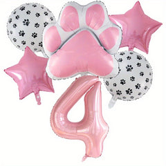 6pcs Dog Paw Bone Foil Balloons - Let's Pawty Balloon