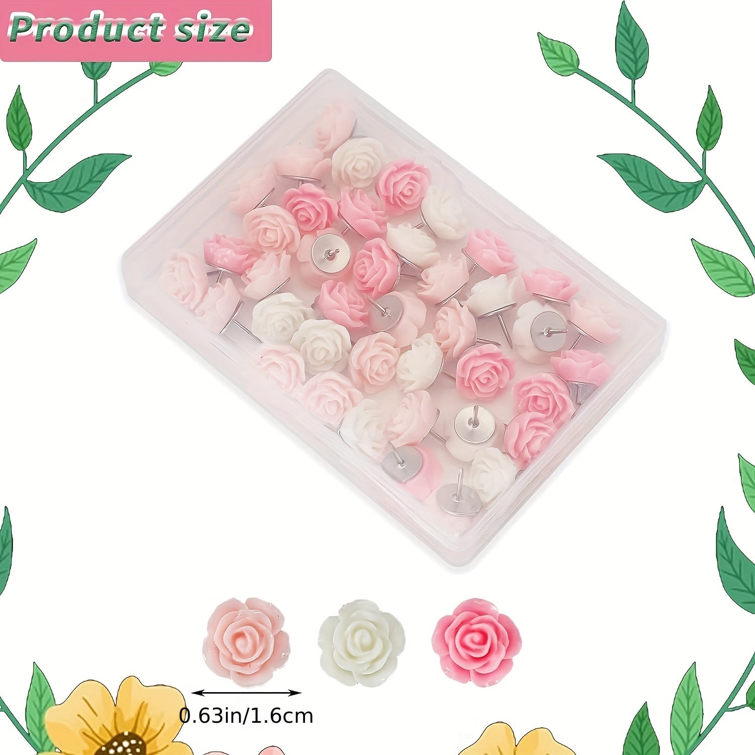 20pcs Flower Push Pins Bulletin Board Creative Photo Push Pins