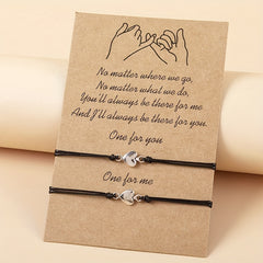 2 Pcs Stackable Heart Bracelet Adjustable Rope Braided Bracelet