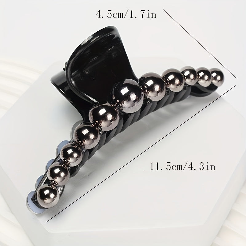 Faux Pearl Hair Claw Clip Back Of Head Updo Hair Shark Claw For Women