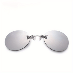 Men's Clip On Round Rimless Flip Up Sunglasses