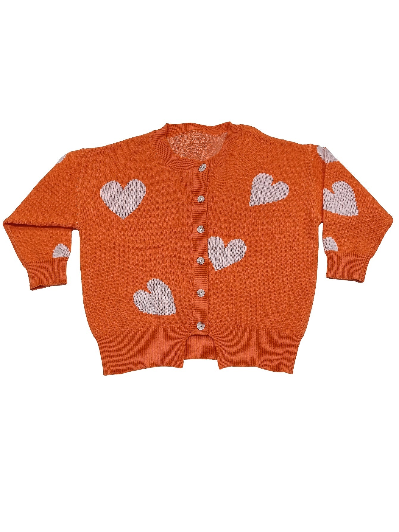 Heart Pattern Cardigan Long Sleeve Sweater
