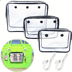 3 Pcs Transparent Inner Bags Zipper Waterproof, Hooks Travel Accessories