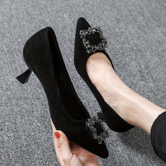 Women's Kitten Heels Rhinestone Court Pumps