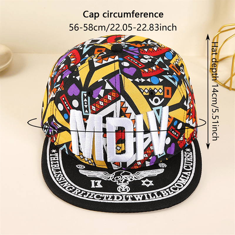 Hip Hop Print Embroidered Snapback Hat Baseball Cap